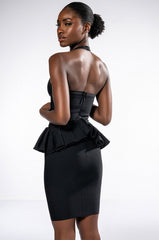 HUSTLER RUFFLE DETAIL BANDAGE MINI DRESS
