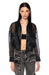 HYDE MESH BOMBR JACKET IN BLACK