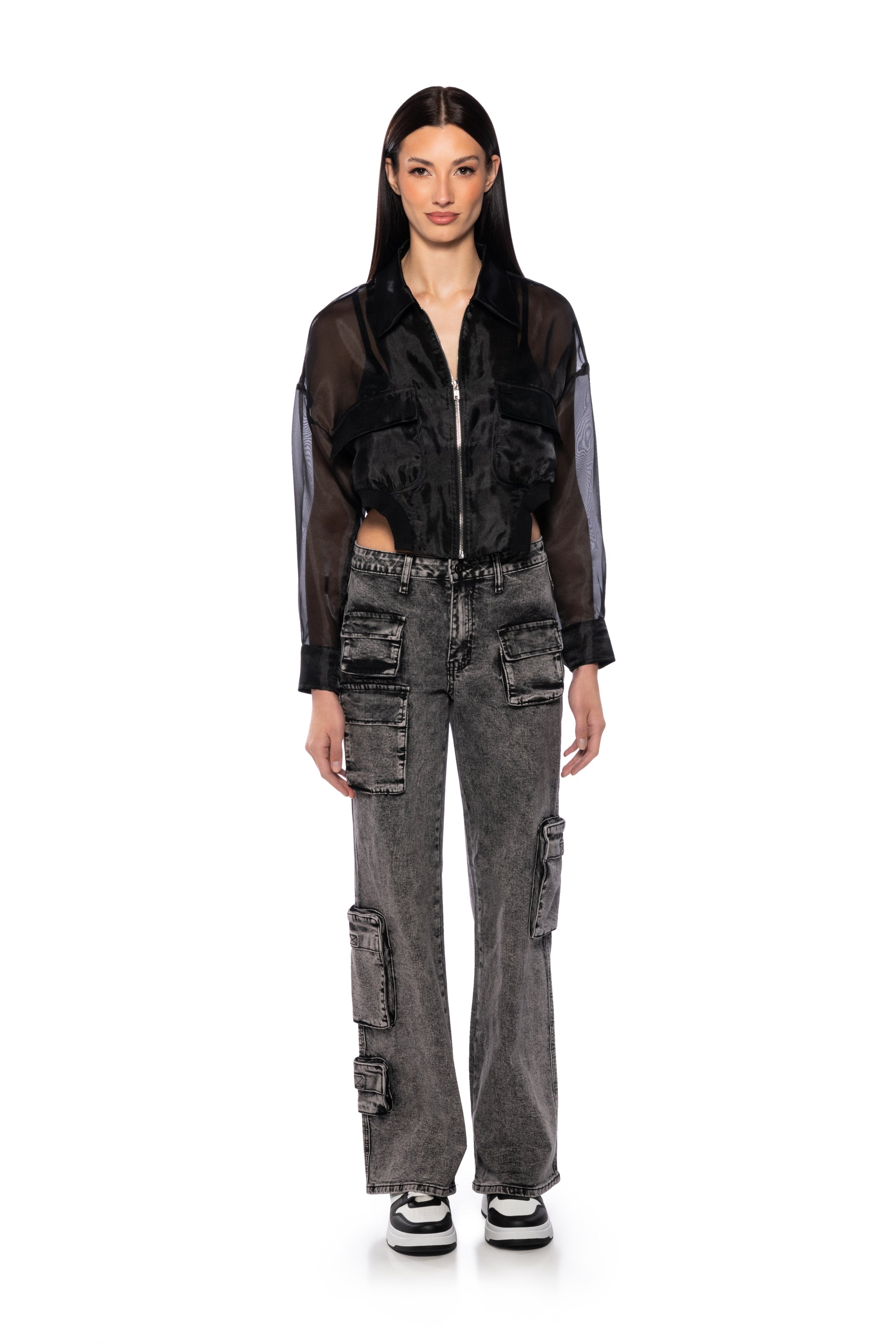 HYDE MESH BOMBR JACKET IN BLACK