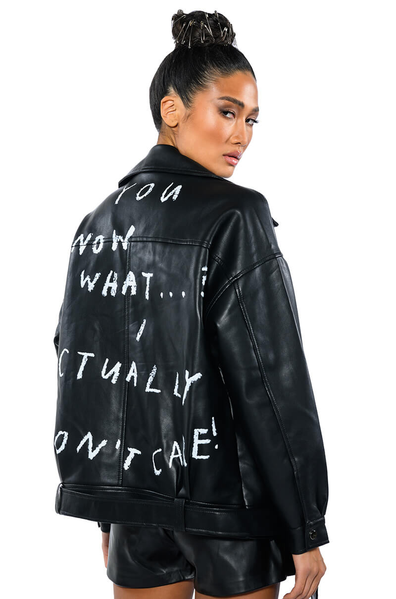I ACTUALLY DO NOT CARE OVERSIZED MOTO JACKET