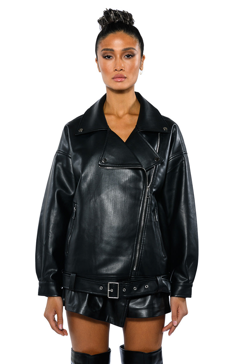 I ACTUALLY DO NOT CARE OVERSIZED MOTO JACKET