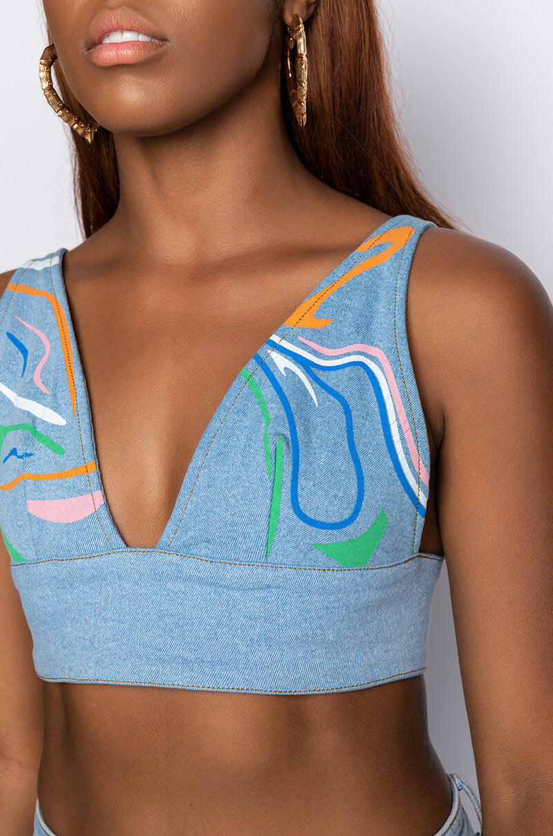 I AM ME SHAR DENIM BRALETTE
