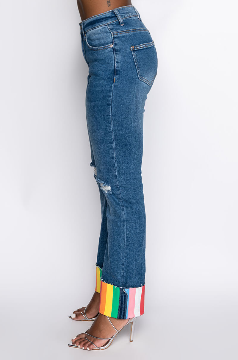 I AM ME TIGER SLIGHTLY DISTRESSED DENIM