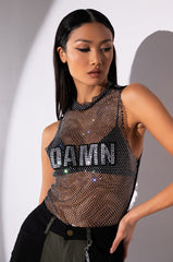I BE DAMNED RHINESTONE TANK