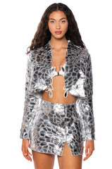 ICE ME OUT METALLIC MINI SKIRT