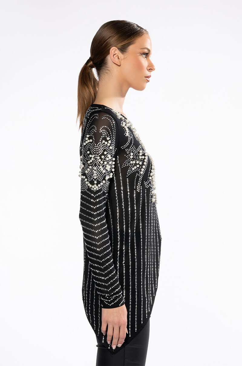 IF I WAS A RICH GIRL ASYMMETRICAL EMBELLISHED BLOUSE