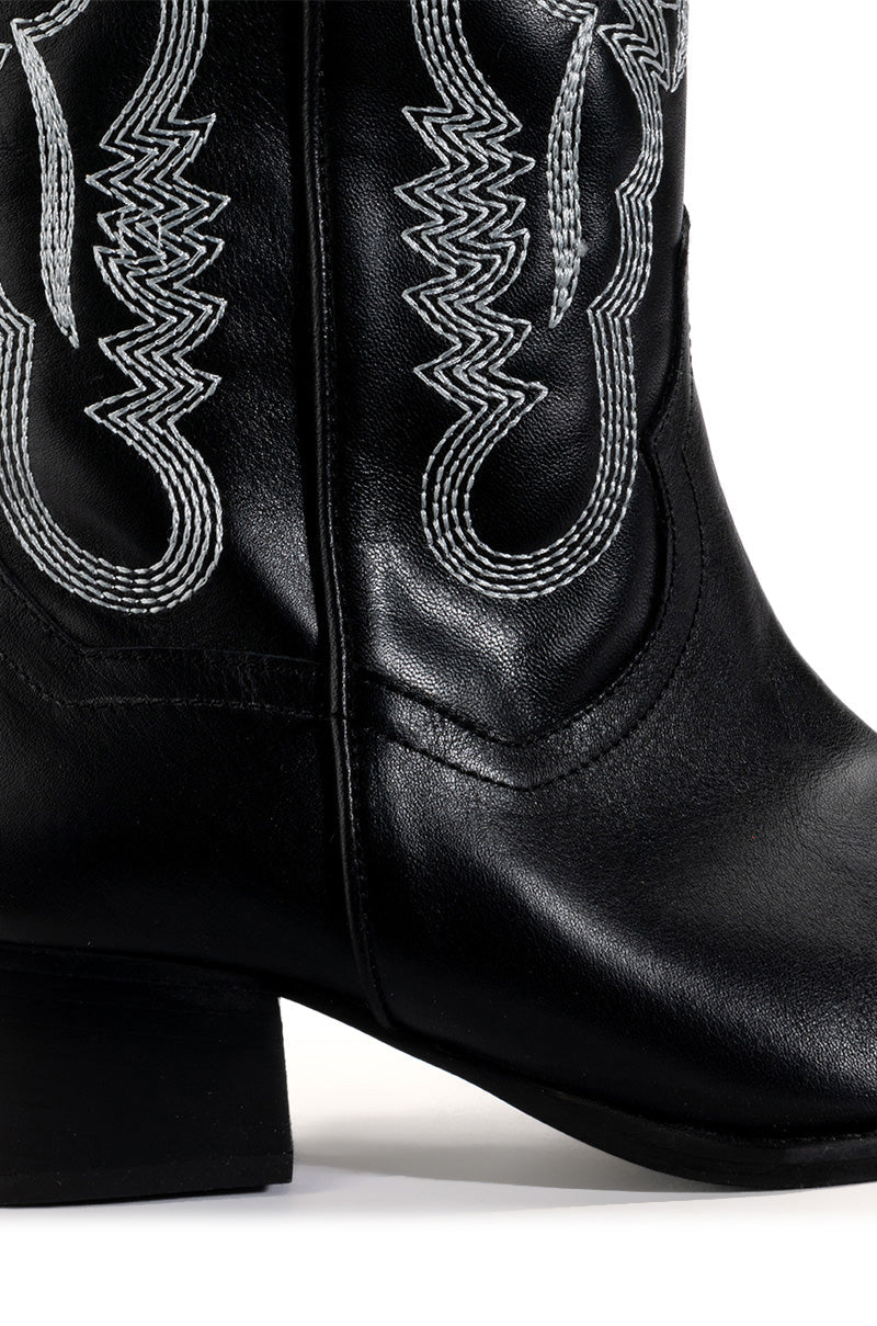 IGGY METALLIC WESTERN STYLE BELOW THE KNEE BOOT IN BLACKWHITE