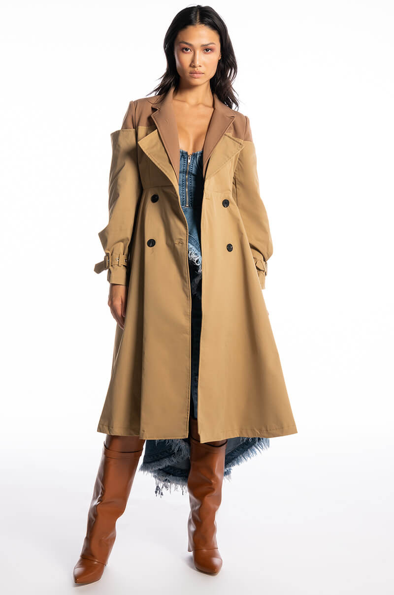 ILLUME OFF SHOULDER CLASS TRENCH BODY