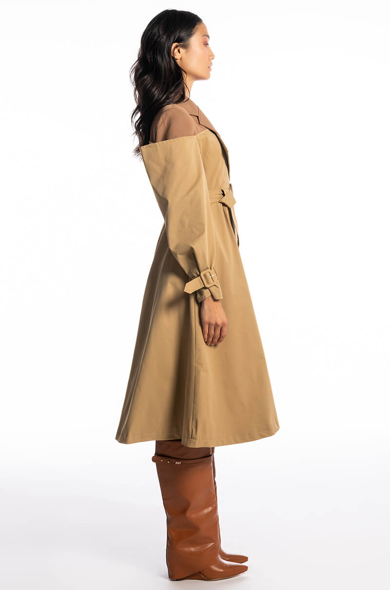 ILLUME OFF SHOULDER CLASS TRENCH BODY