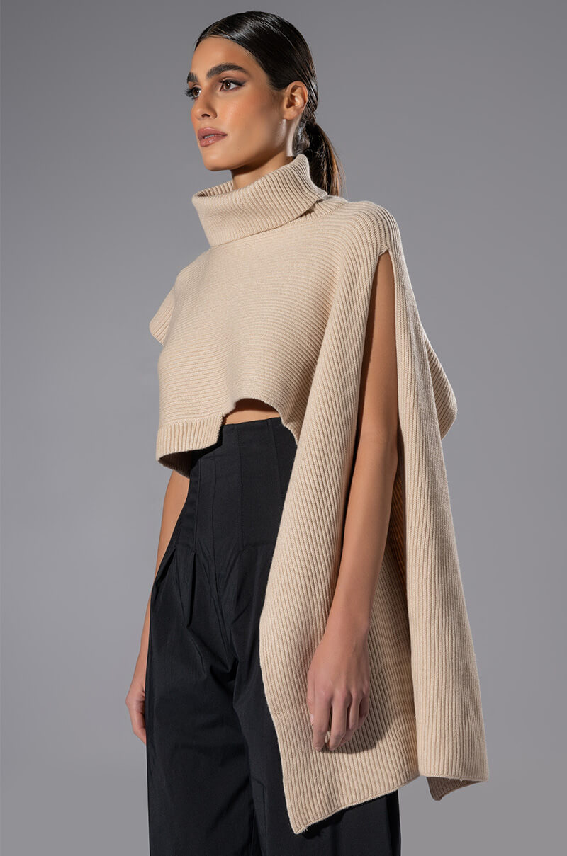 CHELSEA ASYMMETRICAL TURTLENECK SWEATER
