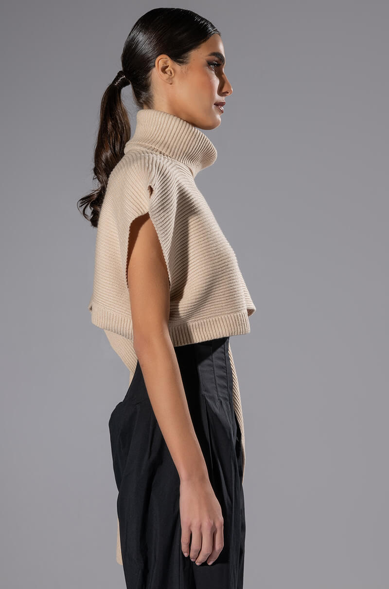 CHELSEA ASYMMETRICAL TURTLENECK SWEATER