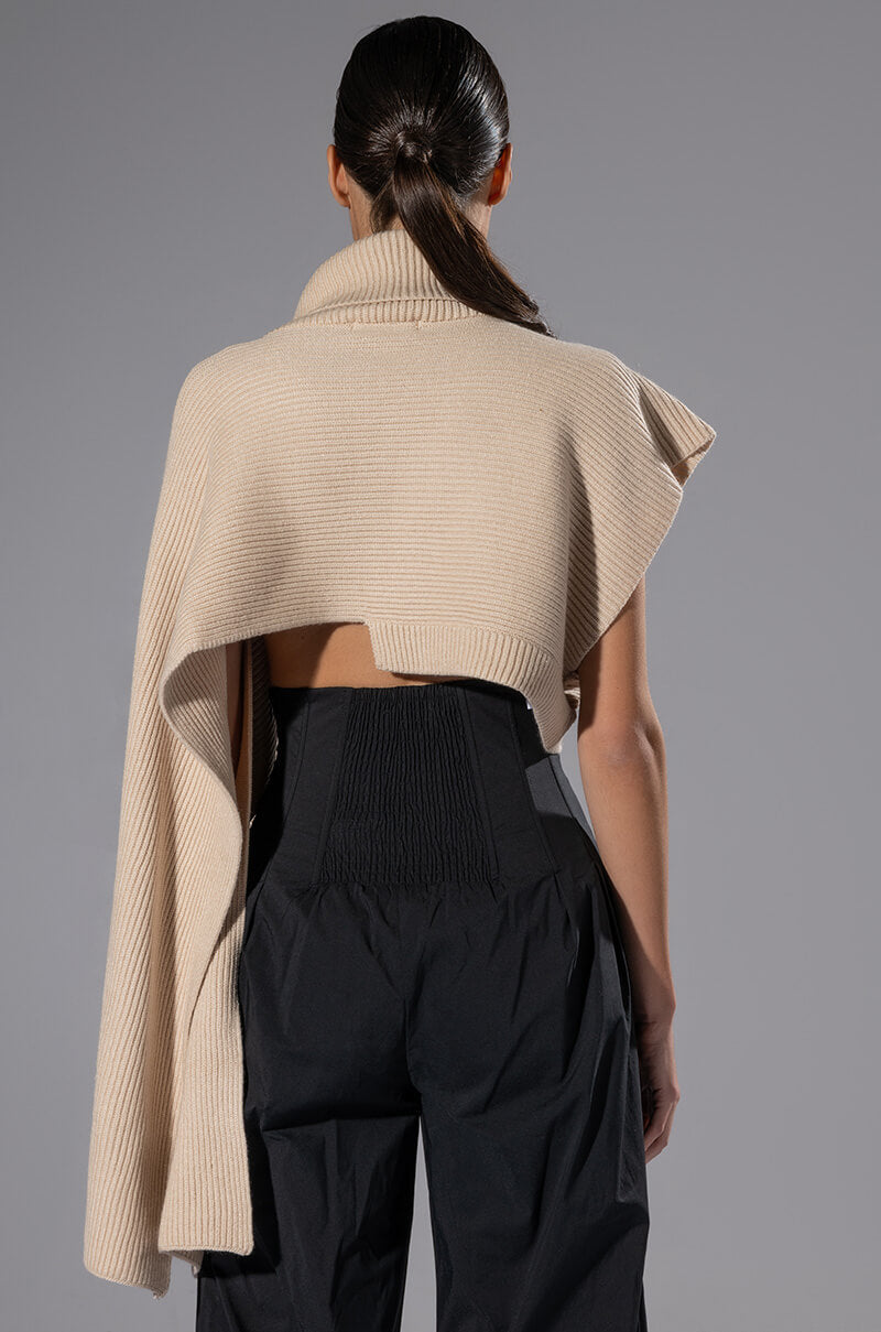 CHELSEA ASYMMETRICAL TURTLENECK SWEATER