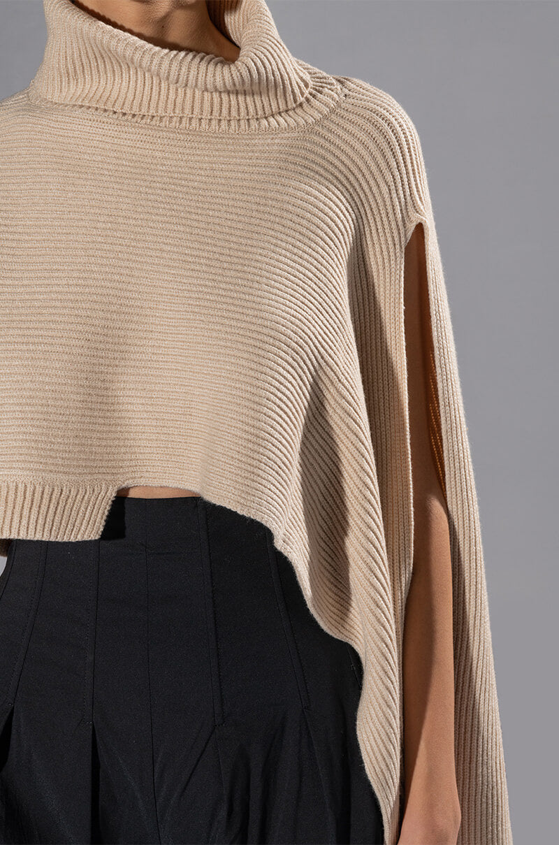 CHELSEA ASYMMETRICAL TURTLENECK SWEATER