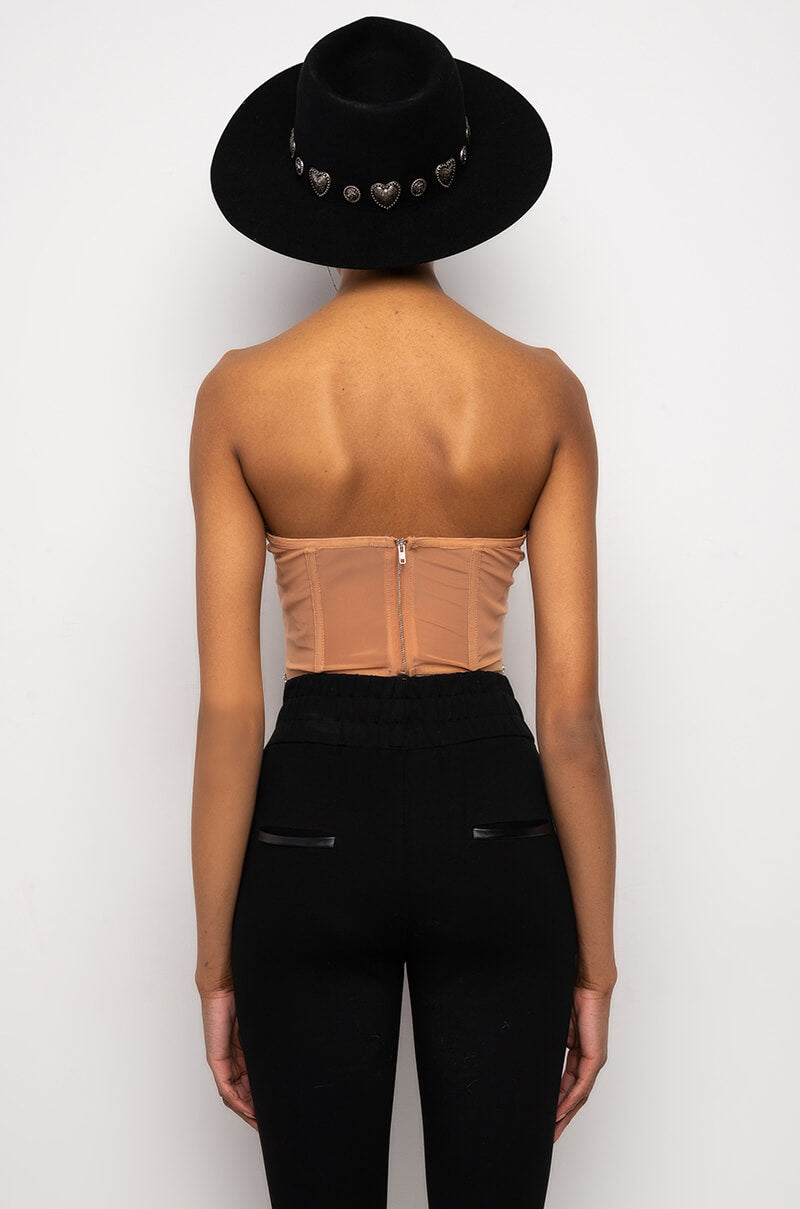 I'M LEGIT RHINESTONE TRIM MESH CORSET