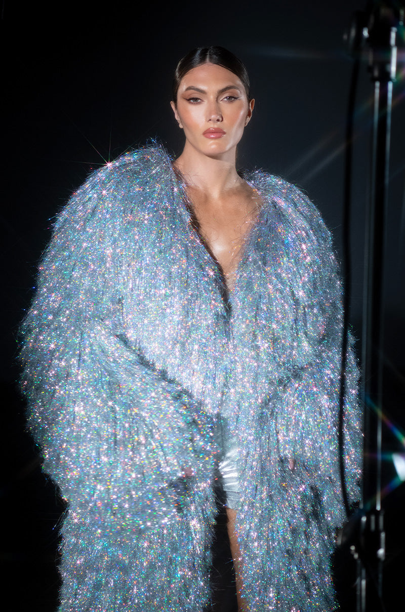 I'M SO FANCY TINSEL METALLIC SHAKET TRENCH