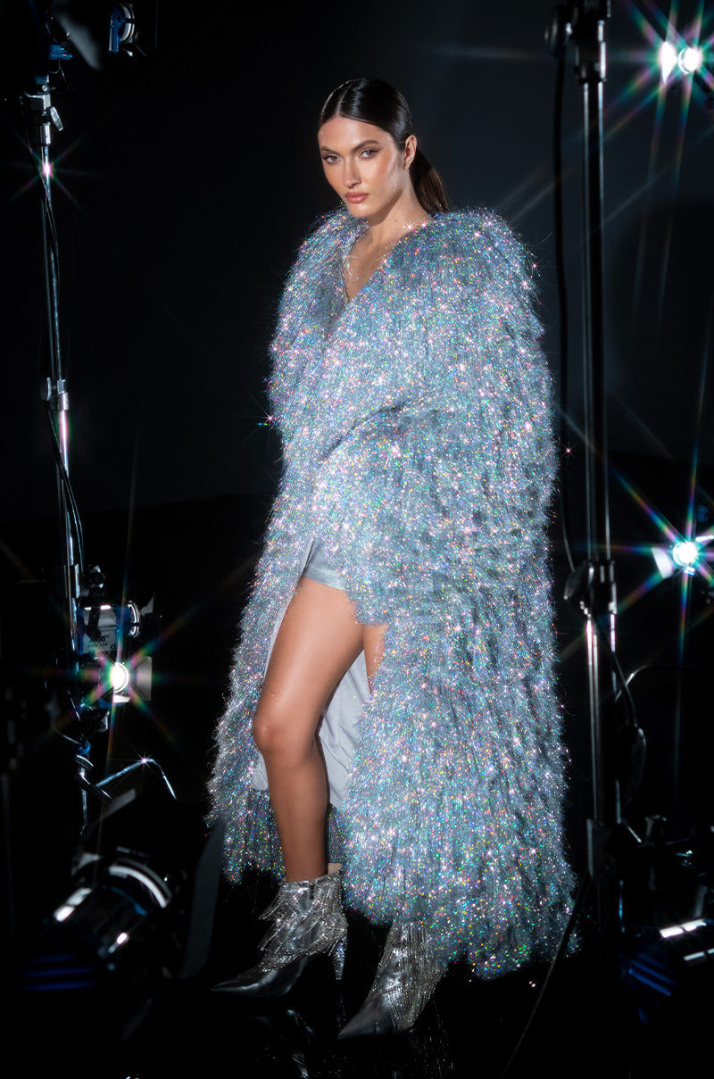 I'M SO FANCY TINSEL METALLIC SHAKET TRENCH