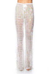 IMPRESS ME IRIDESCENT WIDE LEG SEQUIN PANT