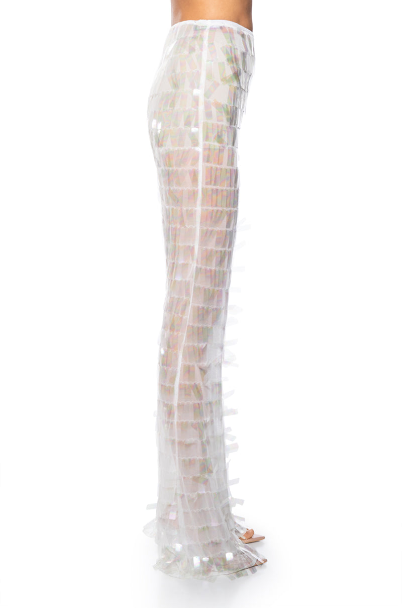 IMPRESS ME IRIDESCENT WIDE LEG SEQUIN PANT