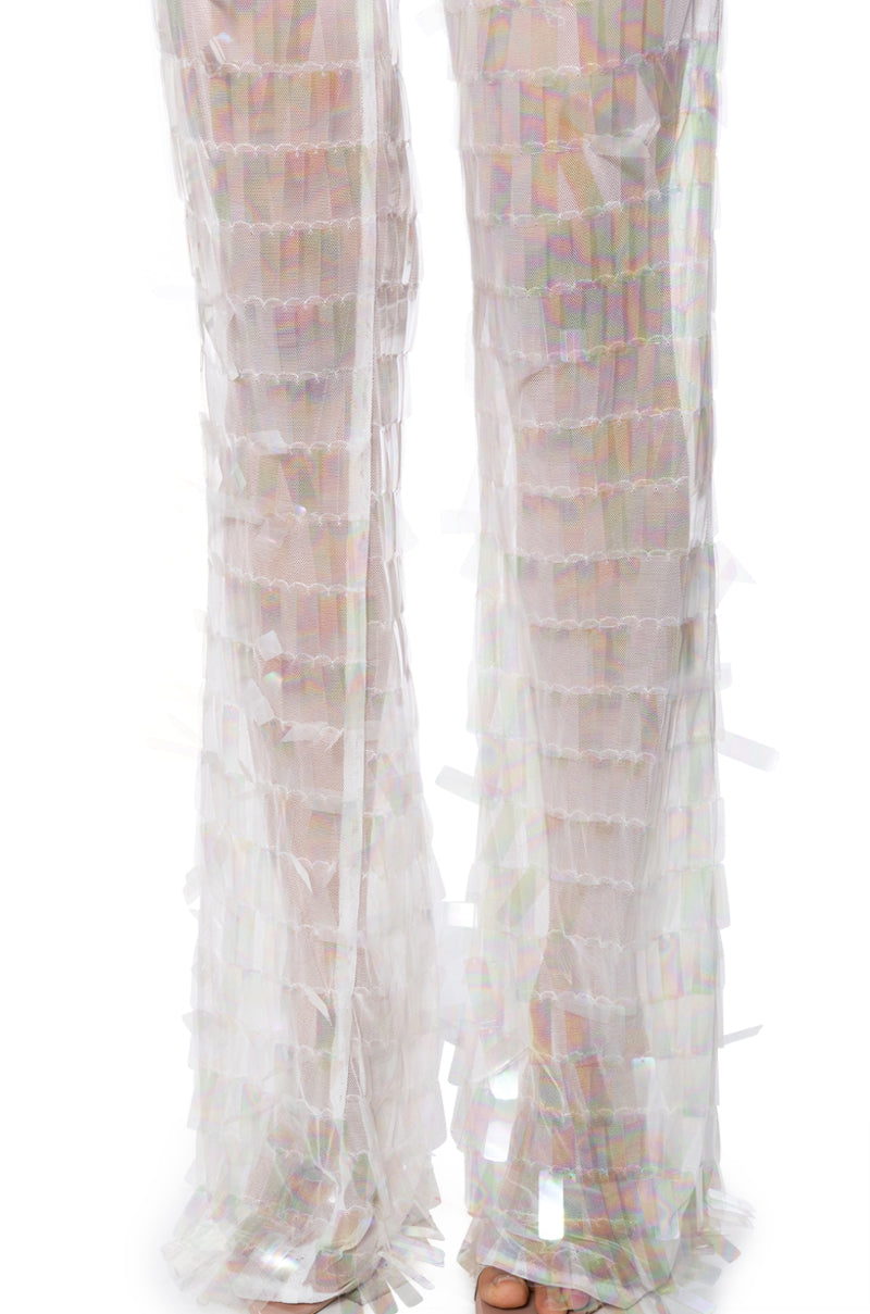 IMPRESS ME IRIDESCENT WIDE LEG SEQUIN PANT