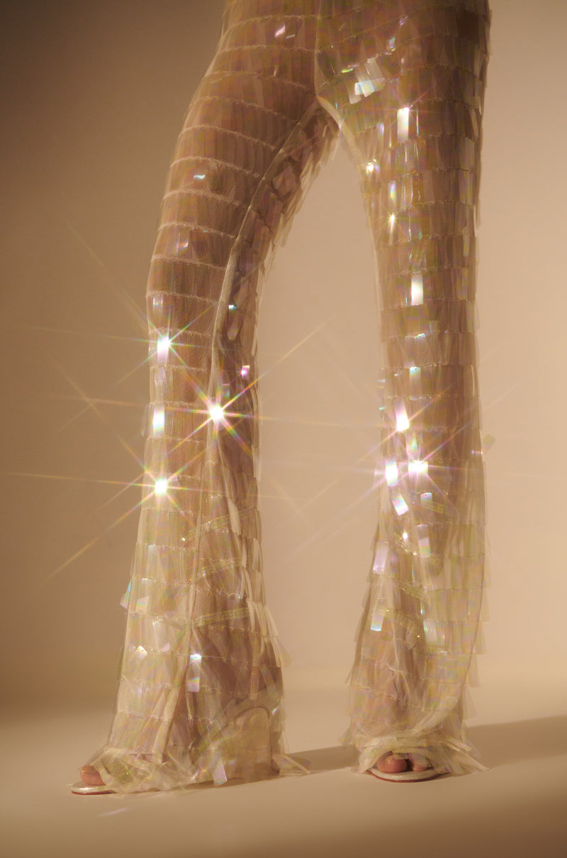IMPRESS ME IRIDESCENT WIDE LEG SEQUIN PANT