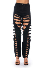 IN LOVE WITH THE DEVIL CUT OUT DETAILED JEANS