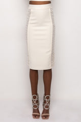 IN MY BAG MESH DETAIL BANDAGE MIDI SKIRT