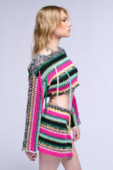 IN MY ELEMENT CROCHET OFF THE SHOULDER KNIT TOP
