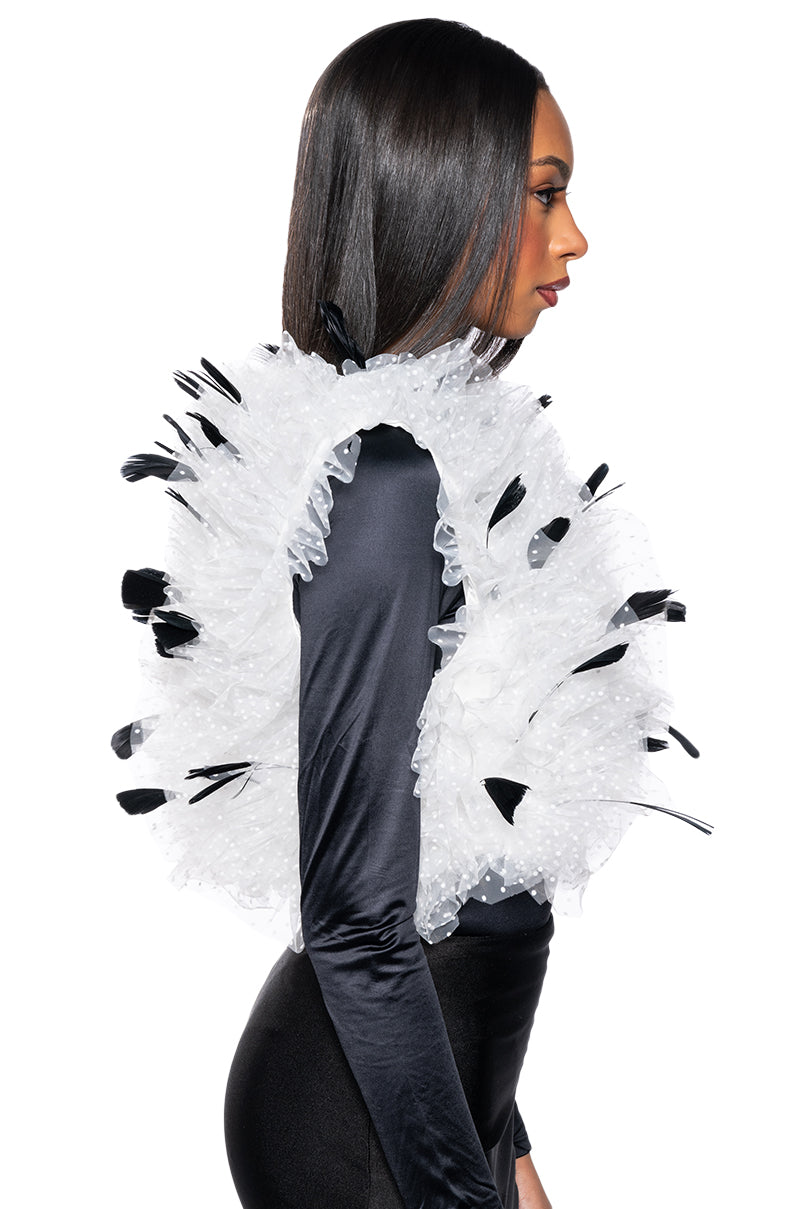 IN MY ERA TULLE FEATHER VEST