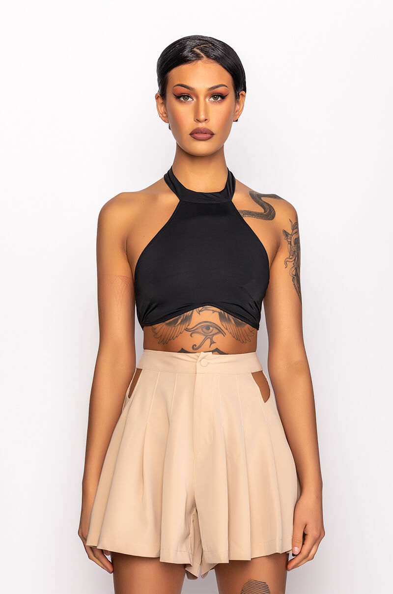 STAY IN YOUR LANE MOCK NECK CROP TOP
