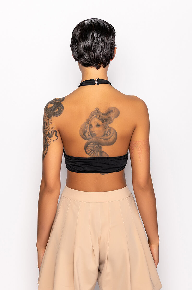 STAY IN YOUR LANE MOCK NECK CROP TOP