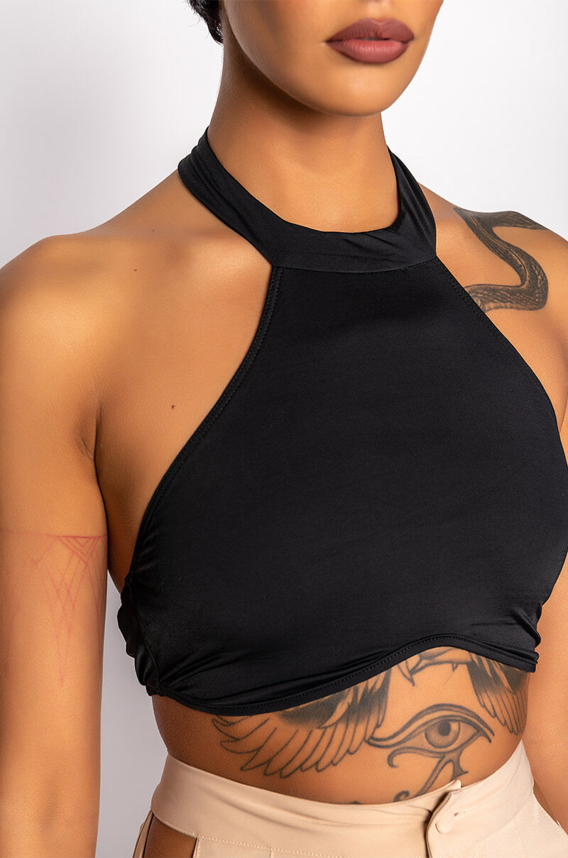 STAY IN YOUR LANE MOCK NECK CROP TOP