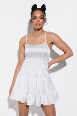 IN THE MOMENT FIT AND FLARE MINI DRESS