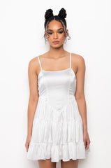 IN THE MOMENT FIT AND FLARE MINI DRESS