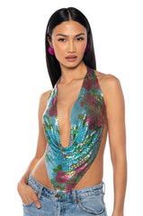 FLORAL CHAINMAIL HALTER SET