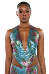 FLORAL CHAINMAIL HALTER SET