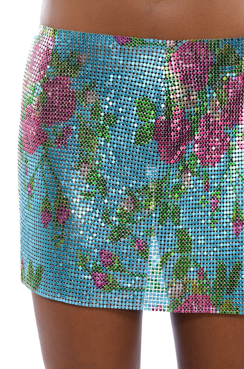 FLORAL CHAINMAIL HALTER SKIRT