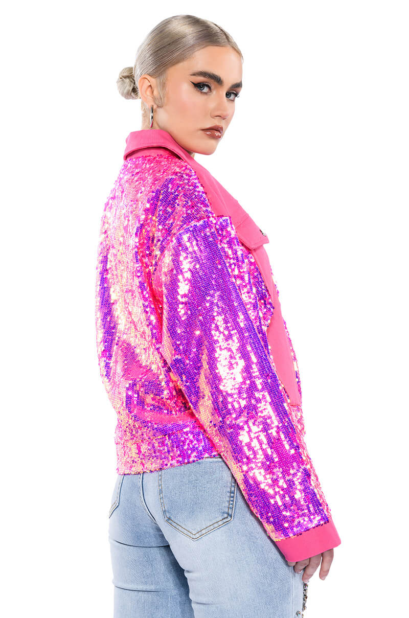 IN THE MOOD FOR LOVE SEQUIN DENIM JACKET