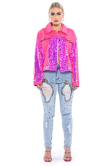 IN THE MOOD FOR LOVE SEQUIN DENIM JACKET
