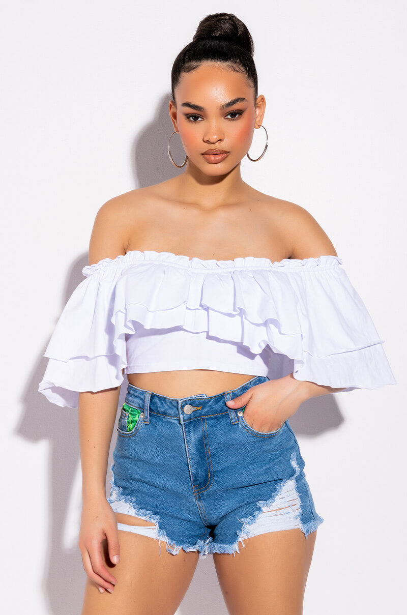 CHEYENNE RUFFLE CROP TOP