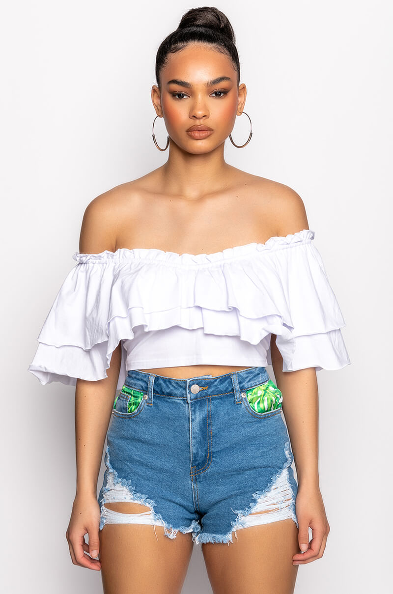 CHEYENNE RUFFLE CROP TOP