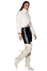 IN YOUR EYES LONG SLEEVE FUZZY MOCK NECK SWEATER