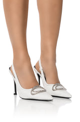 INTERLOCKING WHITE SLING BACK STILETTO