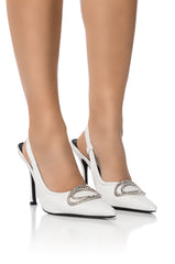 INTERLOCKING WHITE SLING BACK STILETTO