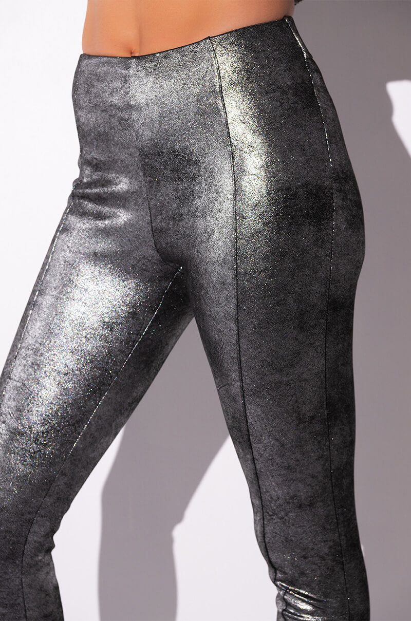 INTO THE NIGHT METALLIC SPLIT HEM PANT