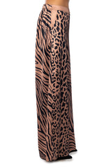 INTO THE NIGHT WIDE LEG PULL ON PANT IN BROWN MULTI