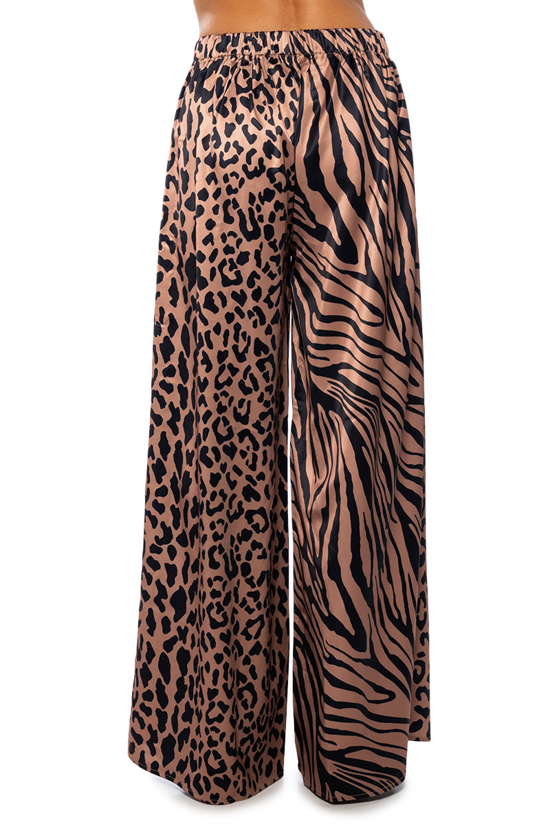 INTO THE NIGHT WIDE LEG PULL ON PANT IN BROWN MULTI
