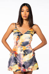 INTO YOU SLEEVESS SATIN MINI DRESS