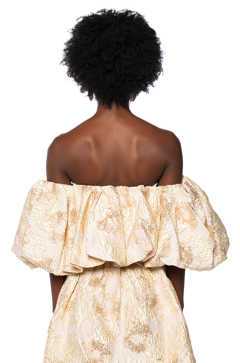 IRIS OFF THE SHOULDER BROCADE BLOUSE