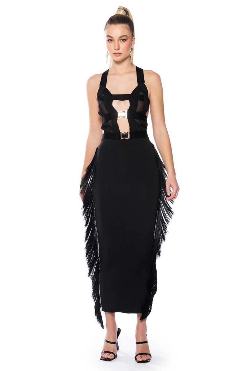 IRMA FRINGE MAXI SKIRT