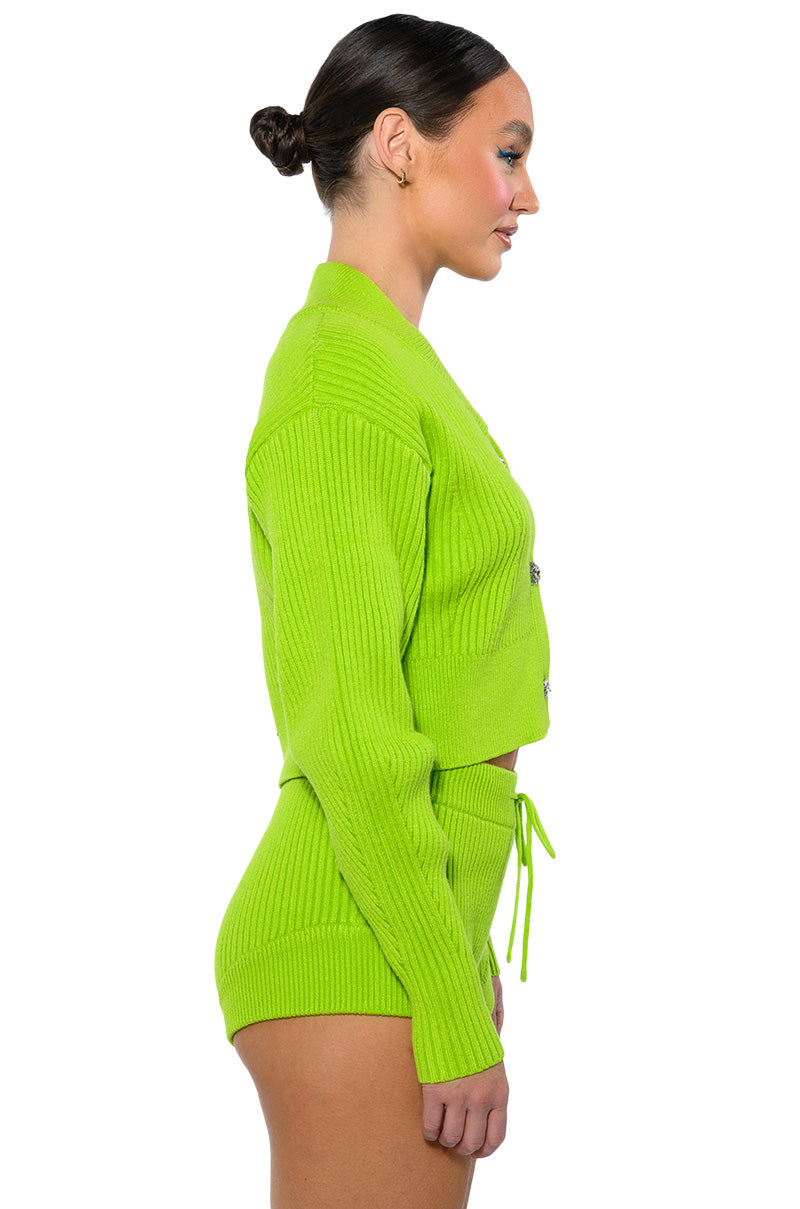 IRREPLACEABLE RHINESTONE BUTTON CARDIGAN
